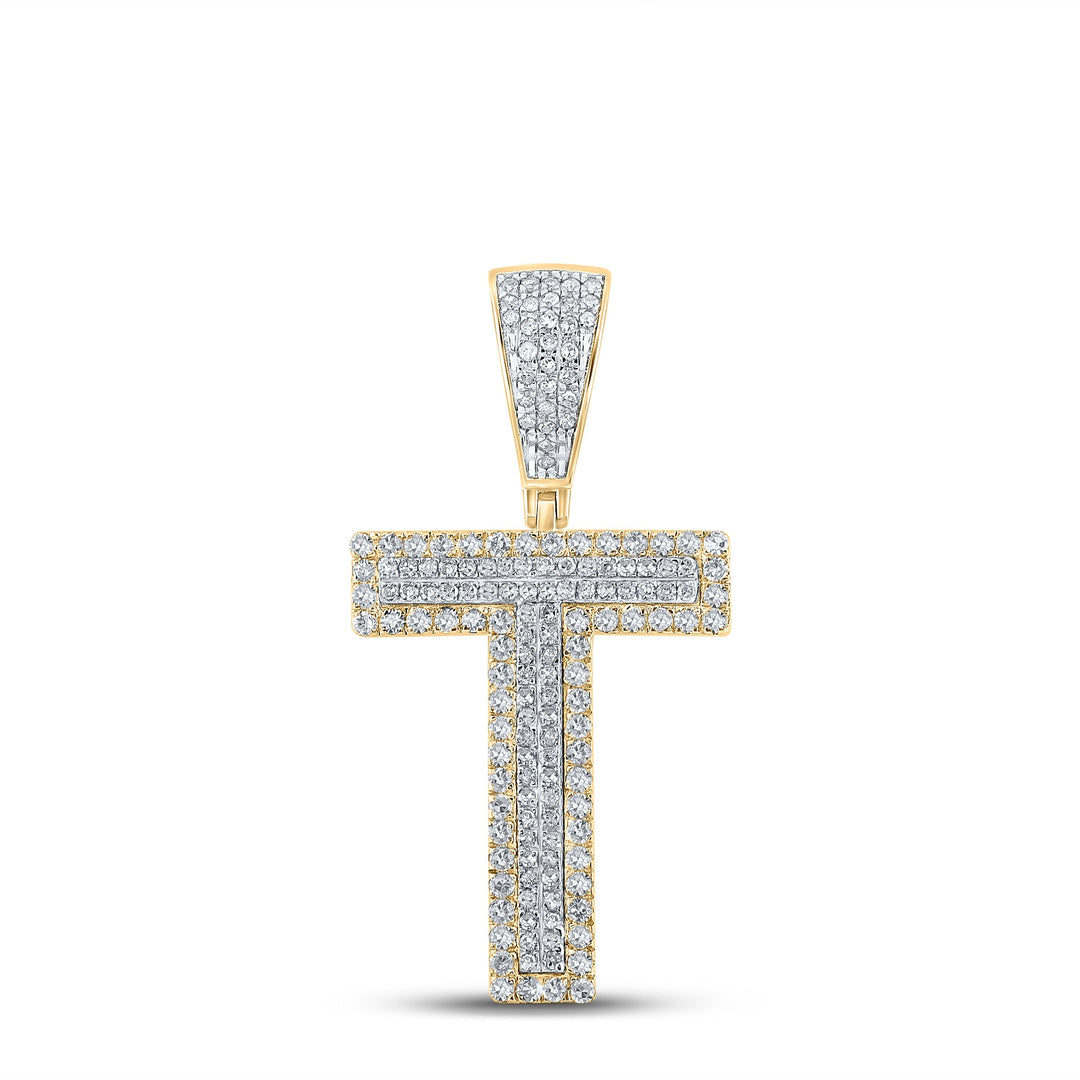 5/8CTW-DIA CN INITIAL "T" MENS CHARM Daisy Joyeria