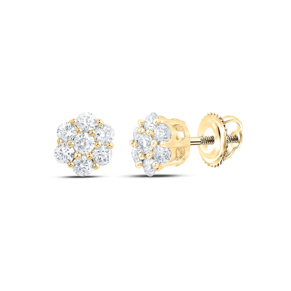 1/3CTW-DIA NK 7 STONE FLOWER EARRING Daisy Joyeria