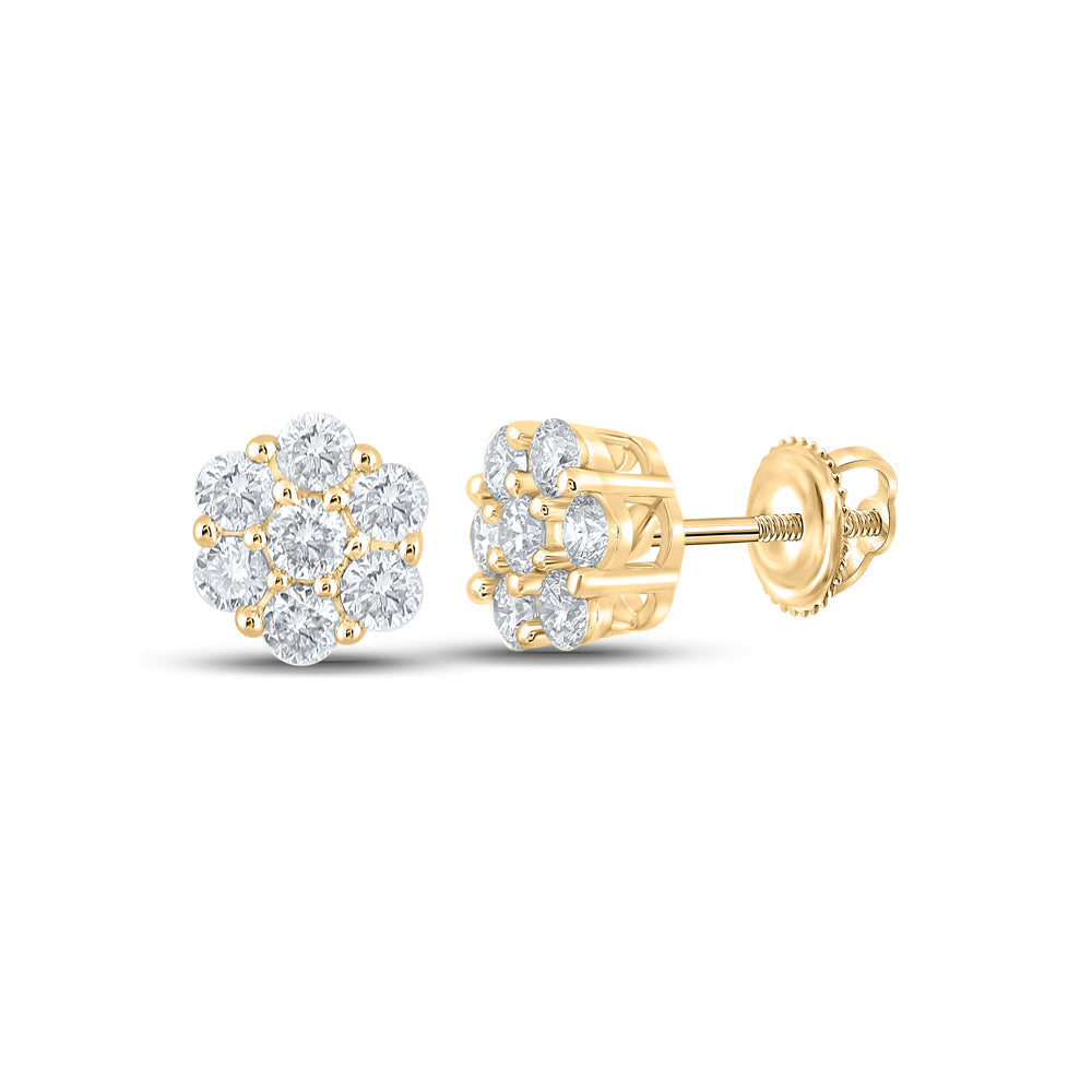1/2CTW-DIA NK 7 STONE FLOWER EARRING Daisy Joyeria