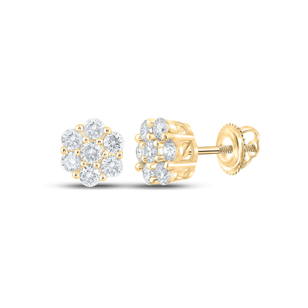 3/4CTW-DIA NK 7 STONE FLOWER EARRING Daisy Joyeria