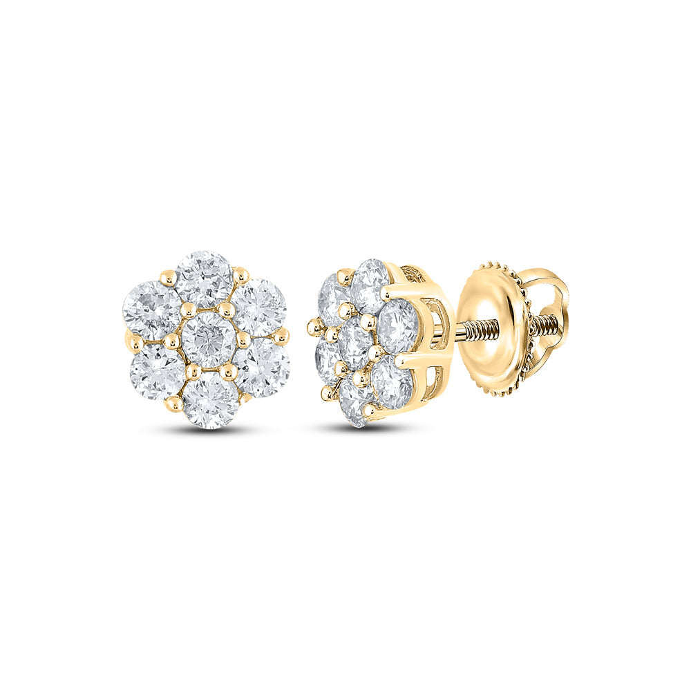 1CTW-DIA NK 7 STONE FLOWER  EARRING Daisy Joyeria