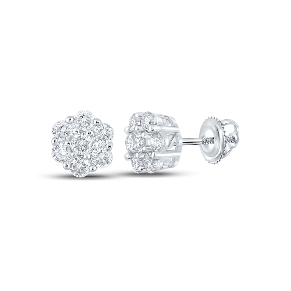 1/2CTW-DIA NK 7 STONE FLOWER EARRING Daisy Joyeria