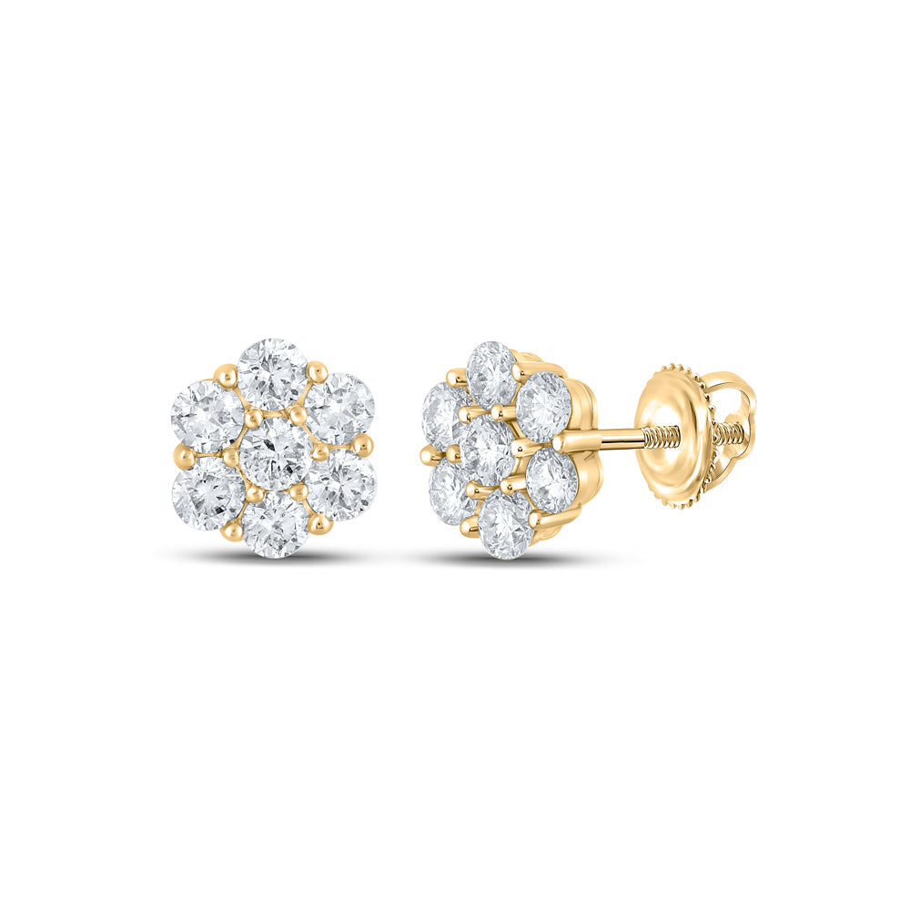 1 7/8CTW-DIA NK 7 STONE FLOWER EARRING Daisy Joyeria