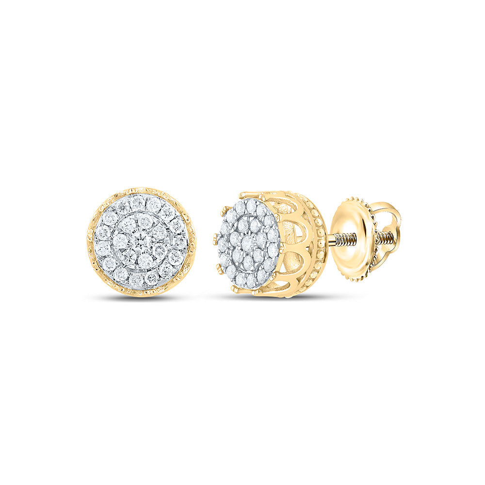 1/4CTW-NAT DIA NK CROWN ROUND SHAPE EARRING Daisy Joyeria
