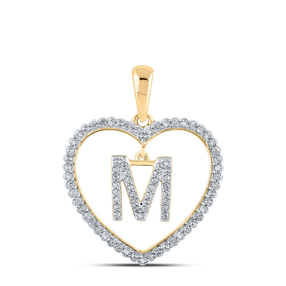 1/4CTW-DIA CN INITIAL "M" HEART PENDANT Daisy Joyeria