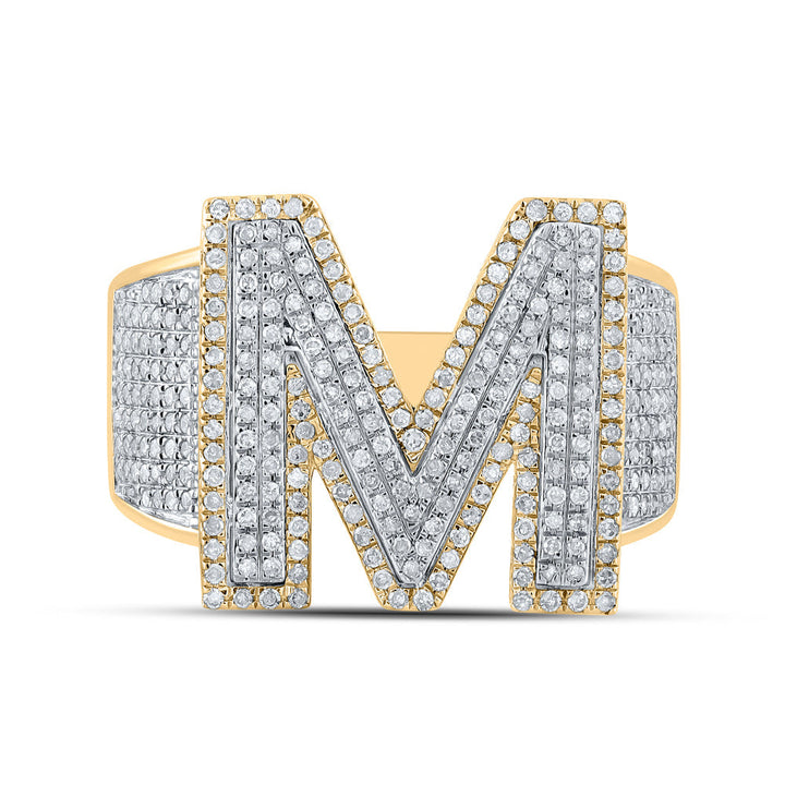 1 1/5CTW-DIA P1P2 INITIAL "M" MENS RING 10 Daisy Joyeria