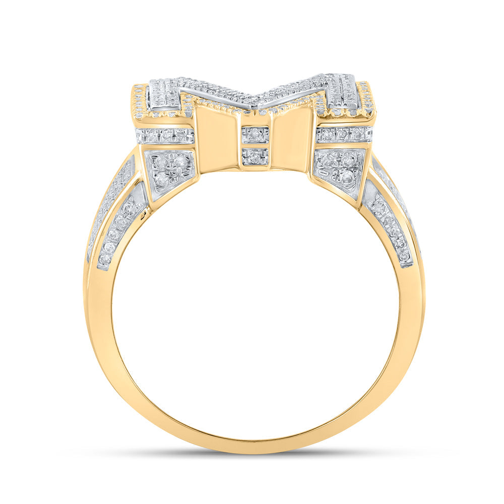 1 1/5CTW-DIA P1P2 INITIAL "M" MENS RING 10 Daisy Joyeria