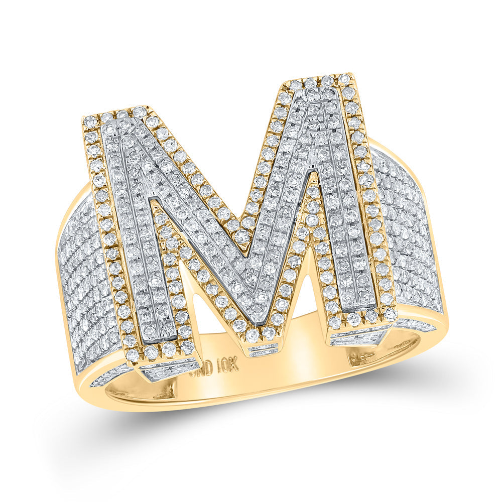 1 1/5CTW-DIA P1P2 INITIAL "M" MENS RING 10 Daisy Joyeria