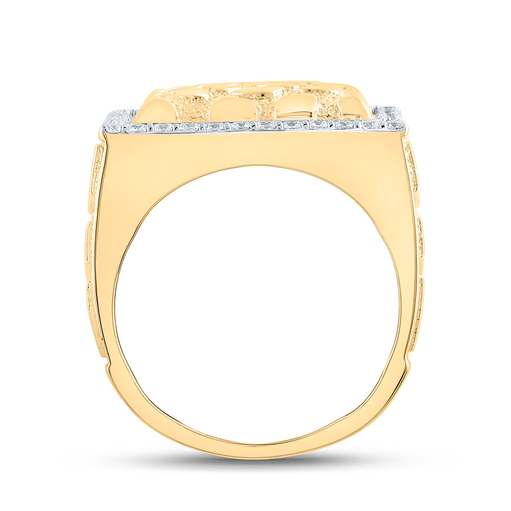 7/8CTW-DIA NK NUGGET MENS RING 10 Daisy Joyeria