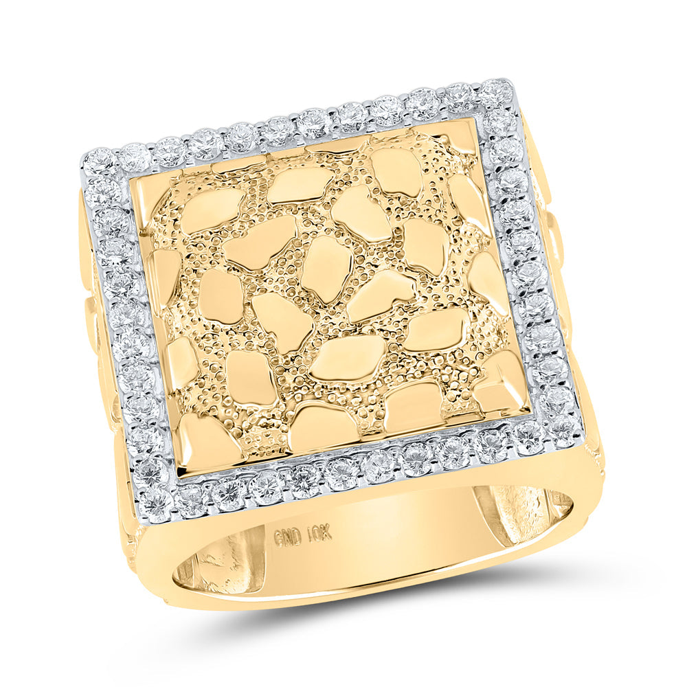 7/8CTW-DIA NK NUGGET MENS RING 10 Daisy Joyeria
