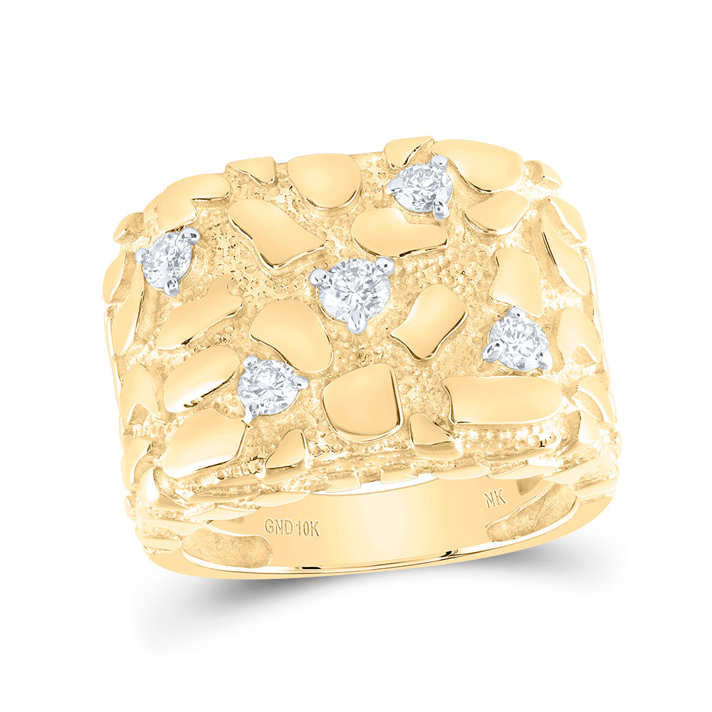 5/8CTW-NAT DIA NK NUGGET MENS RING 10 Daisy Joyeria