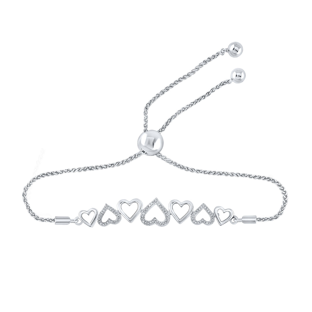 1/10CTW-DIA P2 HEART GIFT BOLO BRACELET (9.50 INCH) Daisy Joyeria