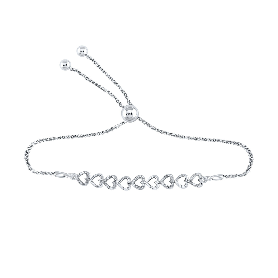0.02CTW-DIA P2 HEART GIFT BOLO BRACELET (9.50 INCH) Daisy Joyeria