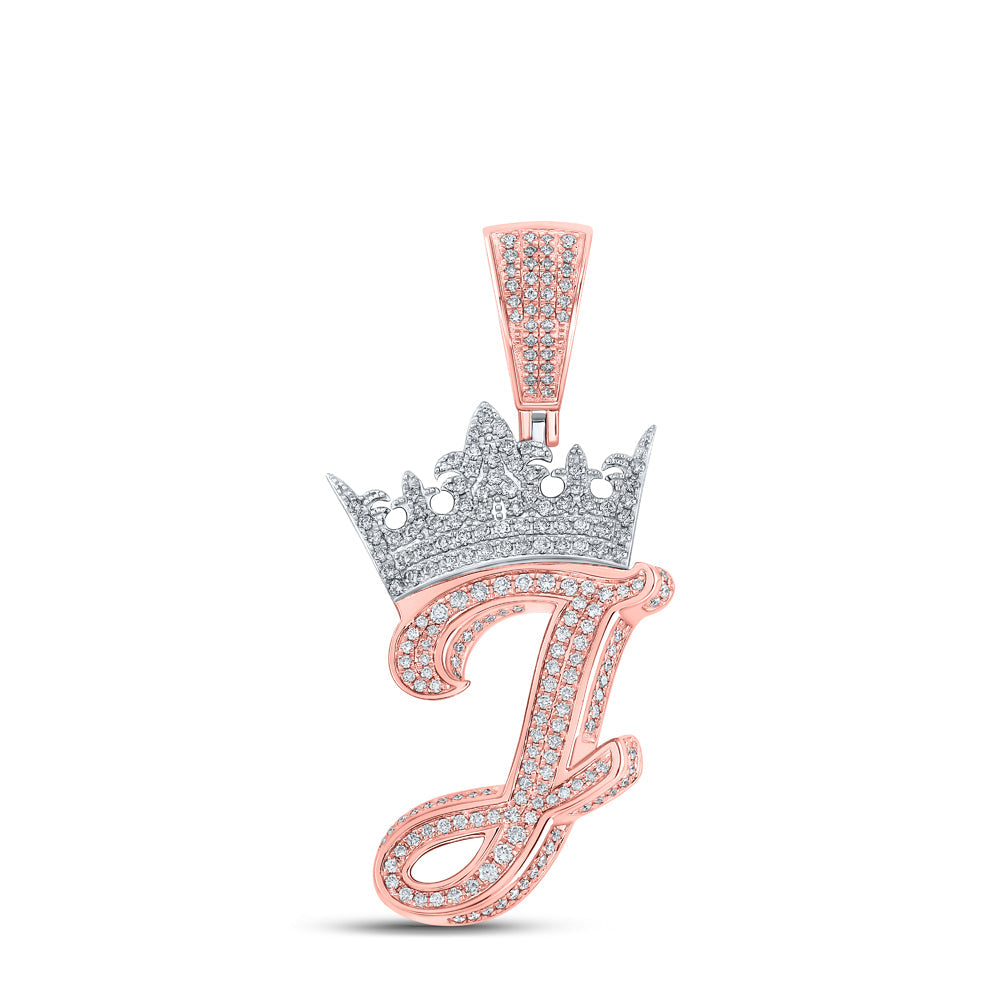 1 1/4CTW-DIA ANA M CROWN INITIAL "J" MENS PENDANT Daisy Joyeria