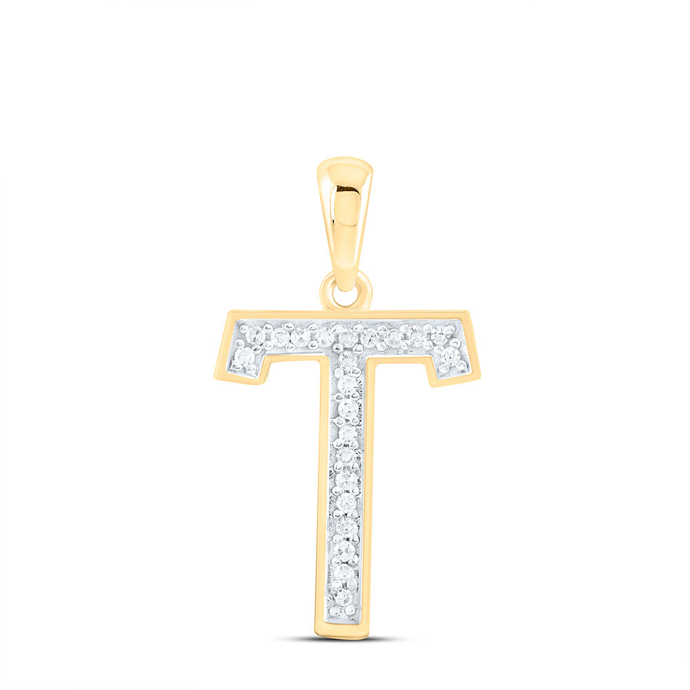 1/20CTW-NAT DIA P1 LADIES INITIAL "T" PENDANT Daisy Joyeria