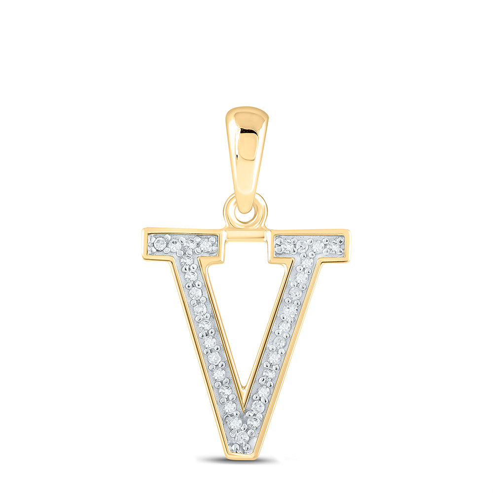1/20CTW-DIA P1 LADIES INITIAL "V" PENDANT Daisy Joyeria