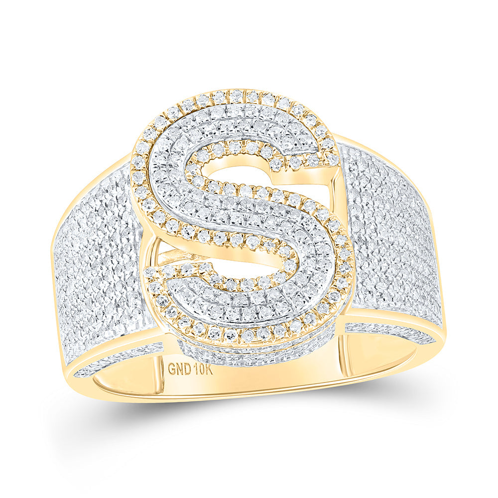 1 CTW-DIA P1P2 INITIAL "S" MENS RING 10 Daisy Joyeria