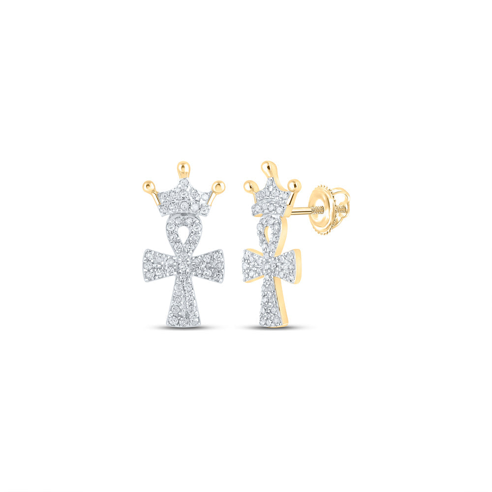 1/4CTW-DIA P1 CROWN CROSS EARRING Daisy Joyeria