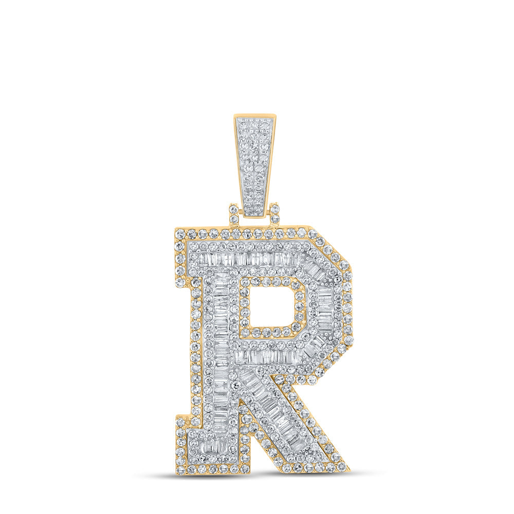 2CTW-DIA CN MENS INITIAL "R" PENDANT Daisy Joyeria