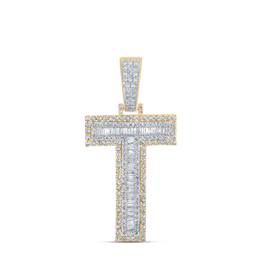 1 3/8CTW-DIA CN MENS INITIAL "T" PENDANT Daisy Joyeria