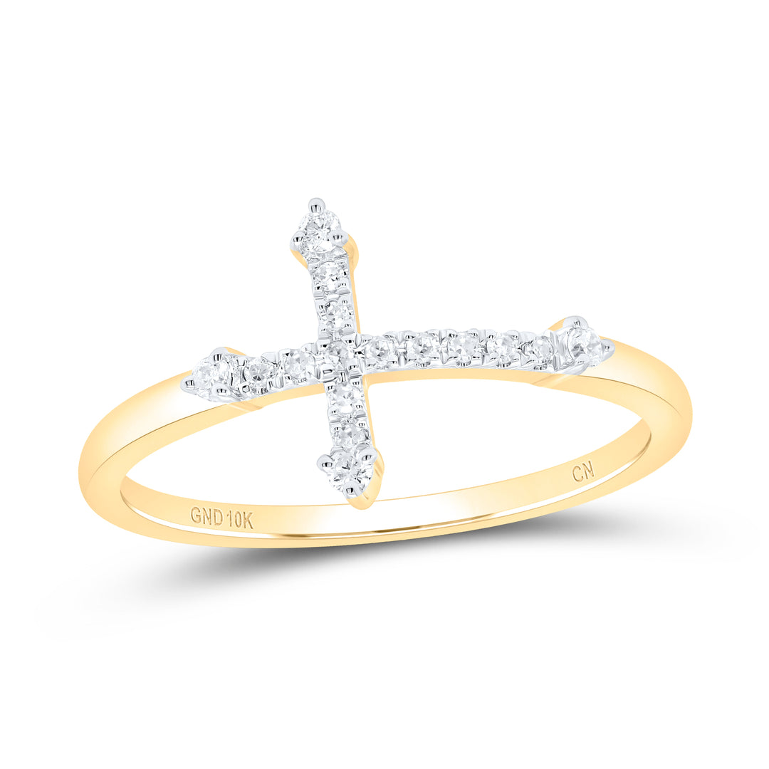 1/10CTW-DIA CN CROSS RING 7 Daisy Joyeria