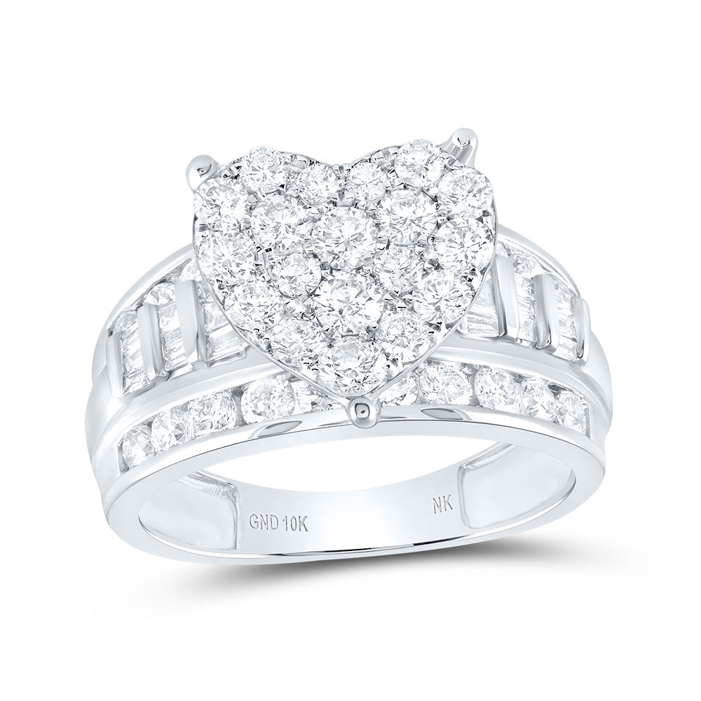 2CTW-NAT DIA NK FASHION HEART RING 7 Daisy Joyeria