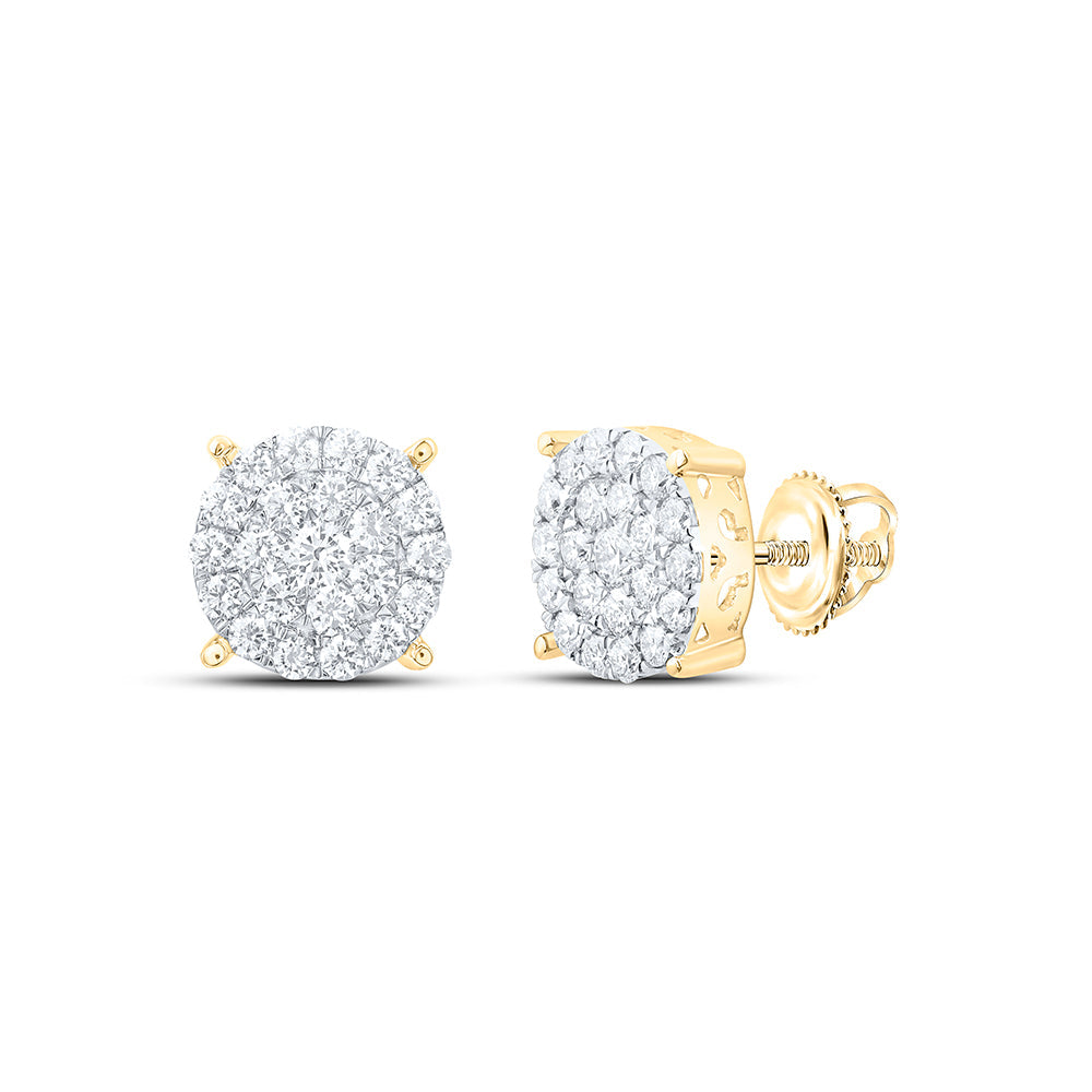 10kt Yellow Gold Womens Round Diamond Cluster Earrings 2 Cttw Daisy Joyeria