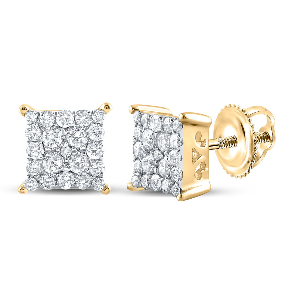 1/4CTW-NAT DIA NK FASHION SQUARE EARRING Daisy Joyeria