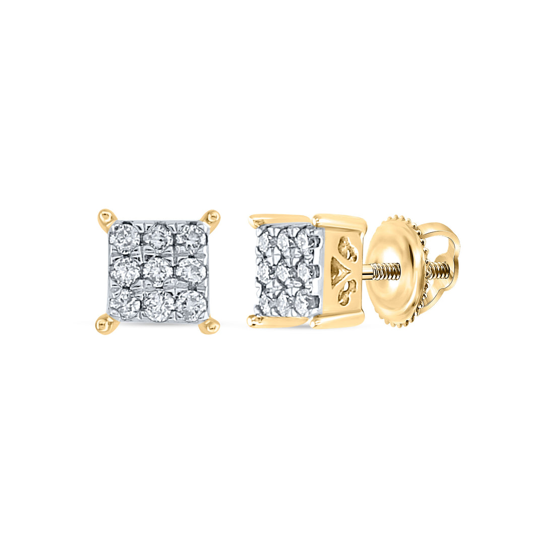 1/6CTW-NAT DIA NK FASHION SQUARE EARRING Daisy Joyeria