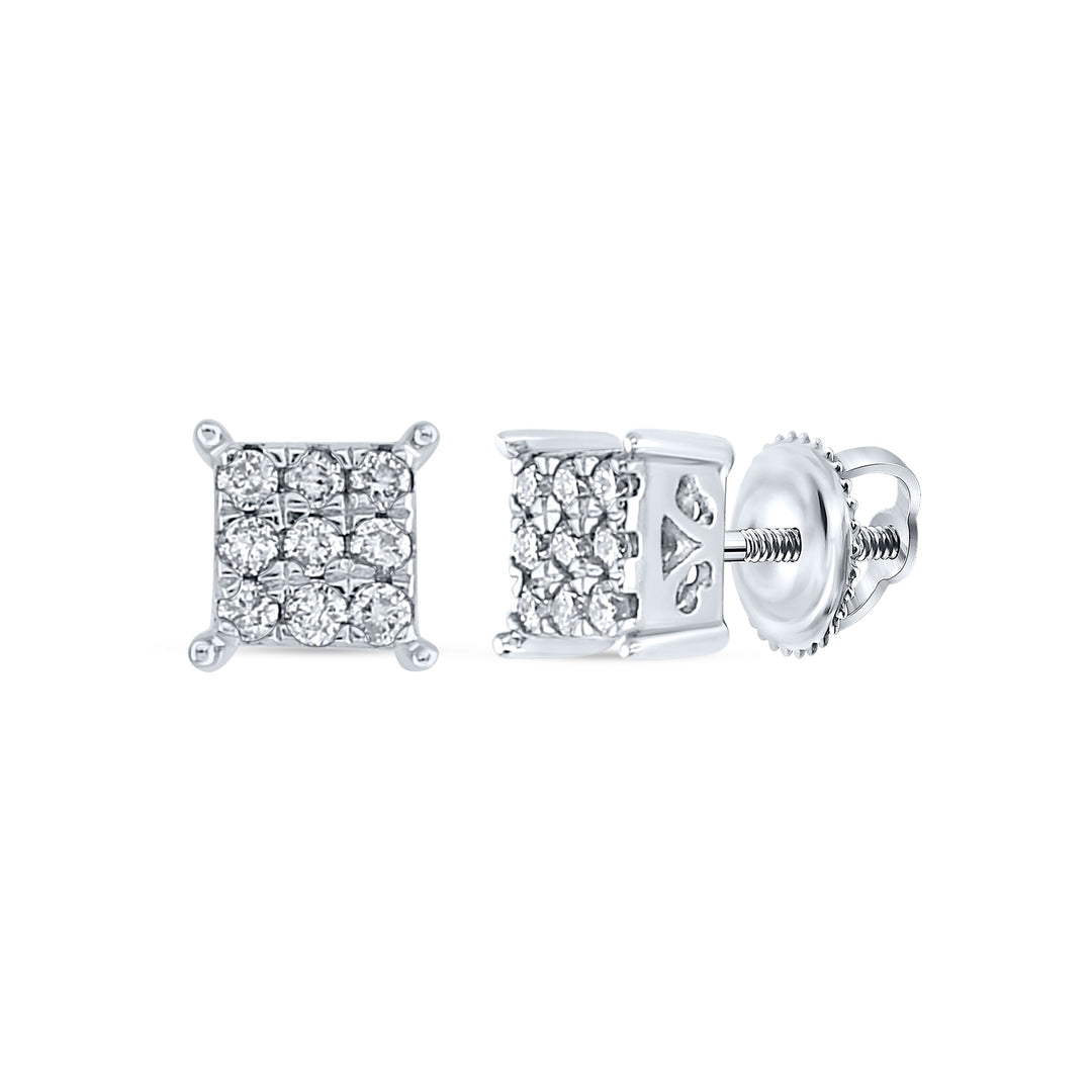 1/6CTW-NAT DIA NK FASHION SQUARE EARRING Daisy Joyeria