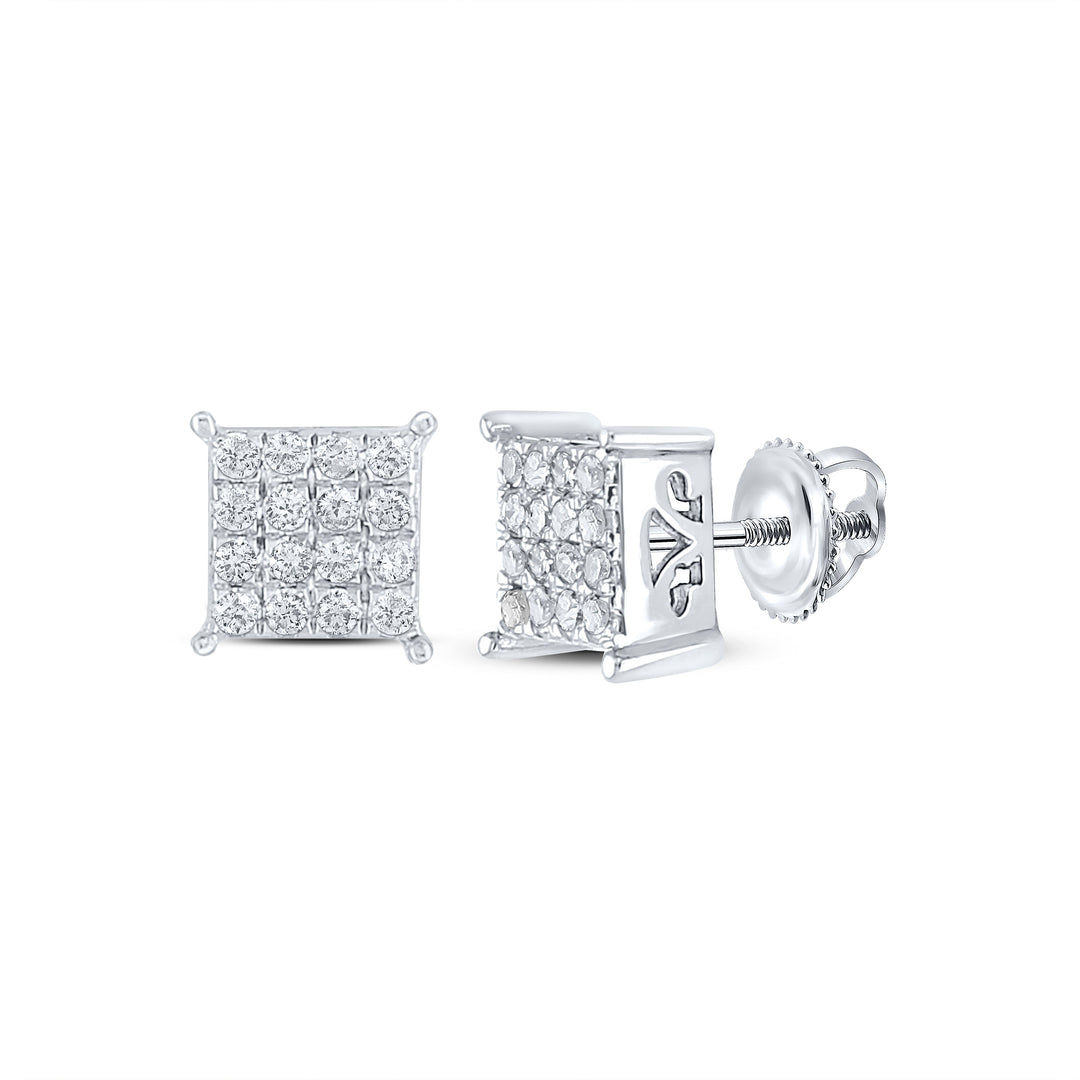 1/4CTW-NAT DIA NK FASHION SQUARE EARRING Daisy Joyeria