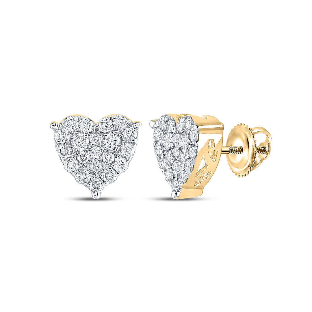 3/4CWT-NAT DIA NK FASHION HEART EARRING Daisy Joyeria