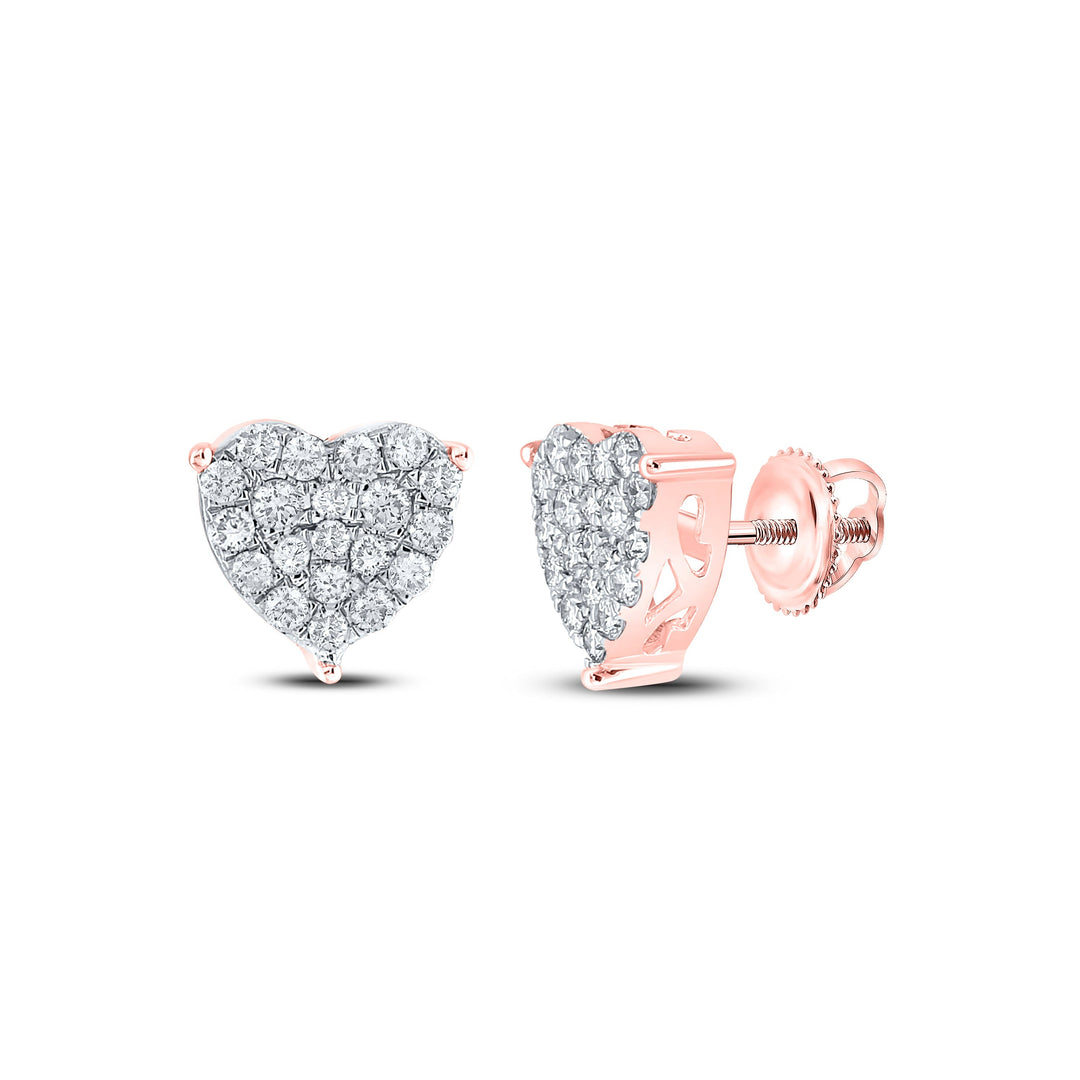 1CTW-NAT DIA NK FASHION HEART EARRING Daisy Joyeria