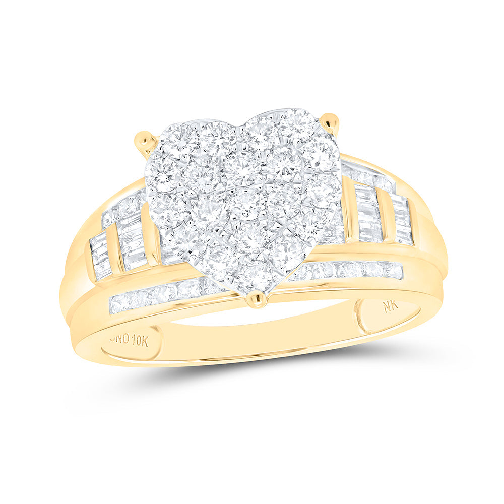 14kt Yellow Gold Round Diamond Heart Bridal Wedding Engagement Ring 1 Cttw Daisy Joyeria