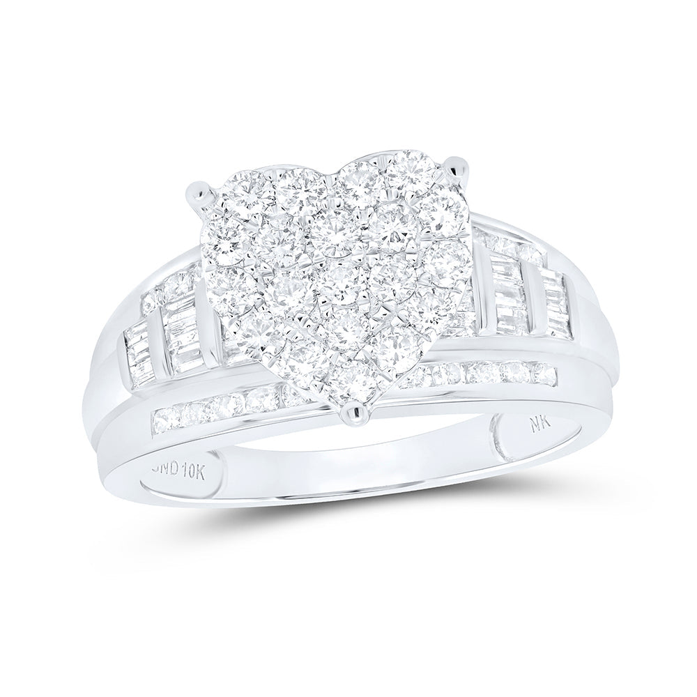 14kt White Gold Round Diamond Heart Bridal Wedding Engagement Ring 1 Cttw 7 Daisy Joyeria