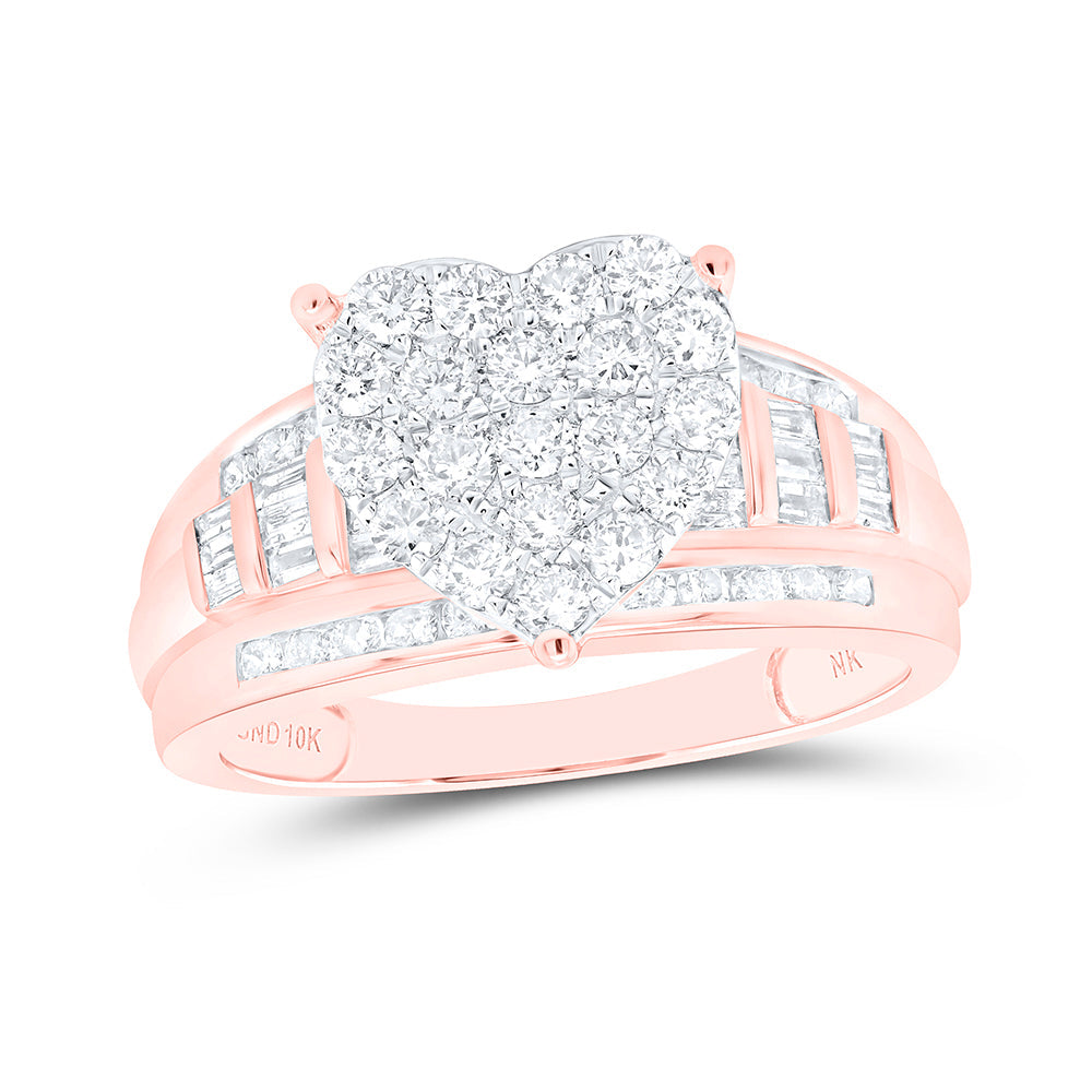 14kt Rose Gold Round Diamond Heart Bridal Wedding Engagement Ring 1 Cttw 7 Daisy Joyeria