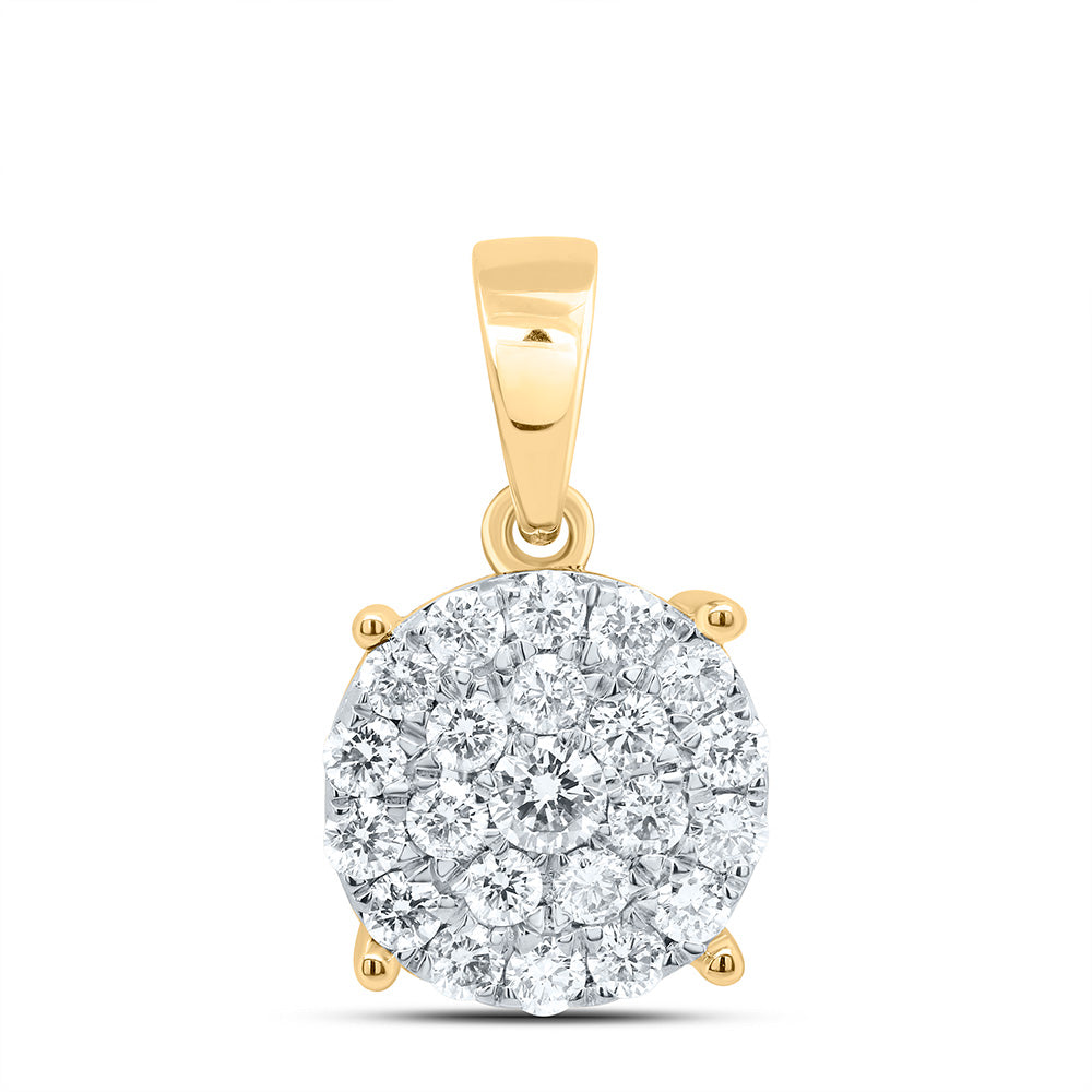 2CTW-NAT DIA NK FASHION ROUND PENDANT Daisy Joyeria