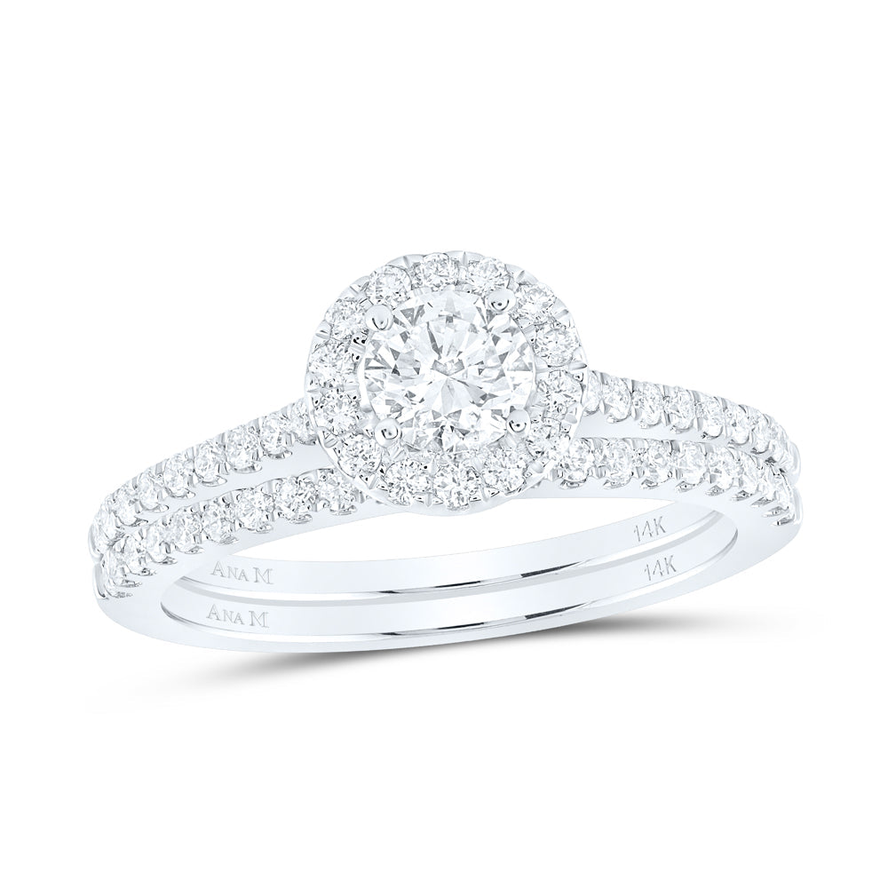 1CTW-DIA ANA M 1/2CT-CRD BRIDAL SETS SINGLE HALO 7 Daisy Joyeria