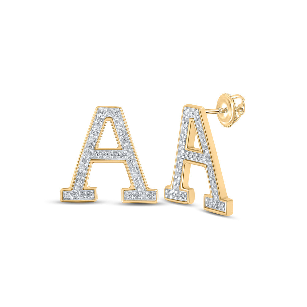 1/6CTW-DIA P1P2 INITIAL "A" GIFT EARRING Daisy Joyeria