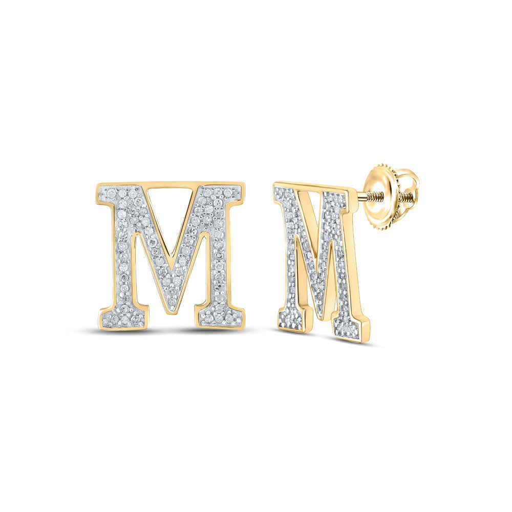 1/4CTW-DIA P1P2 INITIAL "M" GIFT EARRING Daisy Joyeria