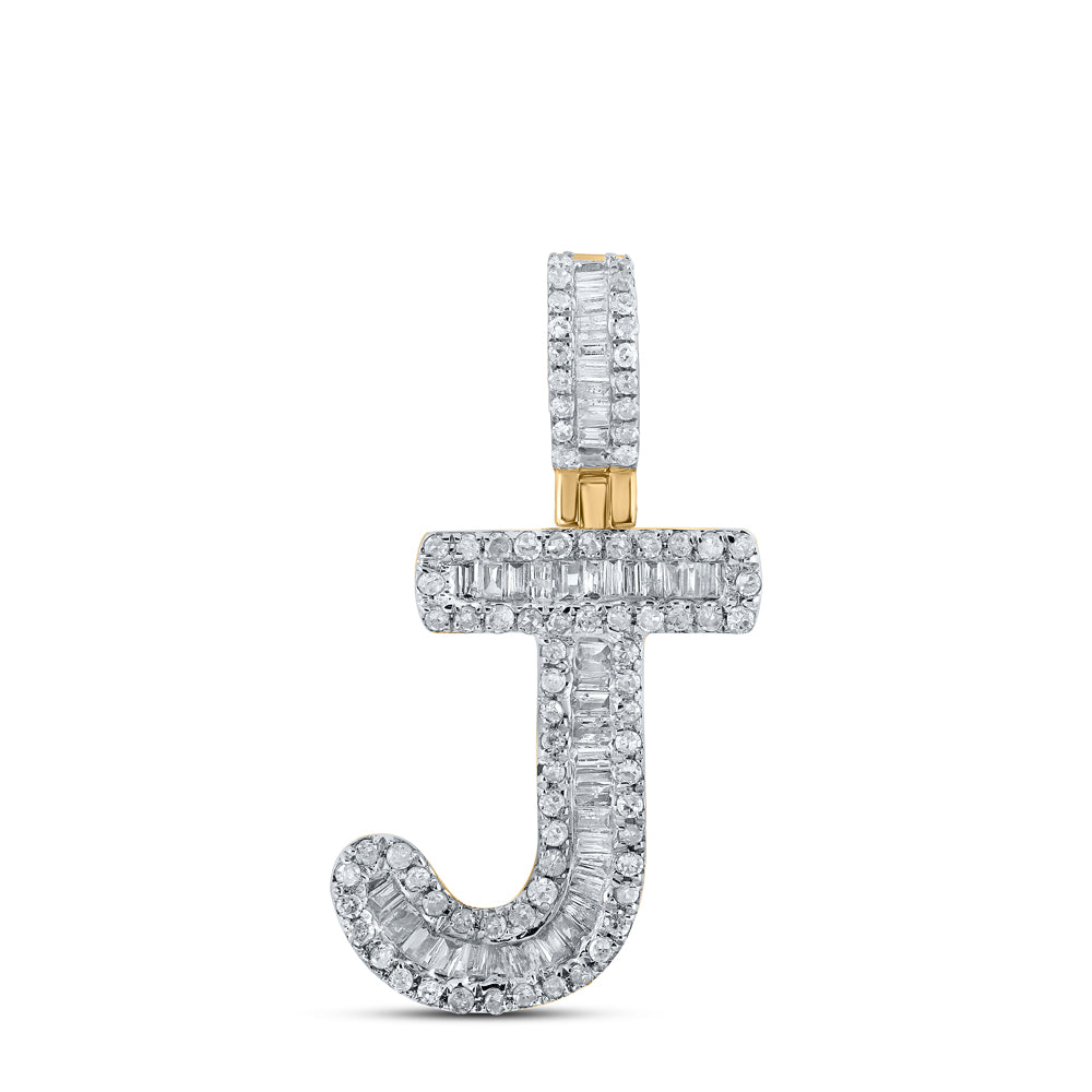 3/8CTW-DIA P1 MENS INITIAL "J" PENDANT Daisy Joyeria