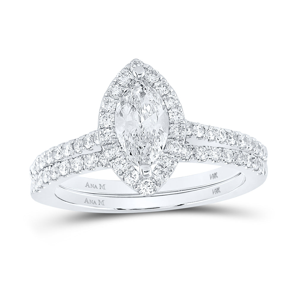 1 1/4CTW-DIA ANA M 3/4CT-CMQ BRIDAL SET SINGLE HALO 7 Daisy Joyeria