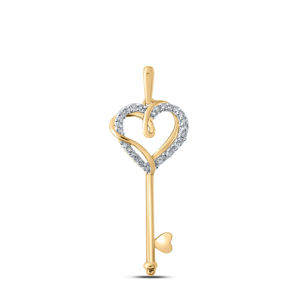 1/12CTW-DIA P2 GIFT HEART KEY PENDANT Daisy Joyeria