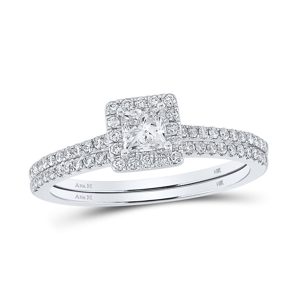 5/8CTW-DIA ANA M 1/3CT-CPR BRIDAL SET SINGLE HALO 7 Daisy Joyeria