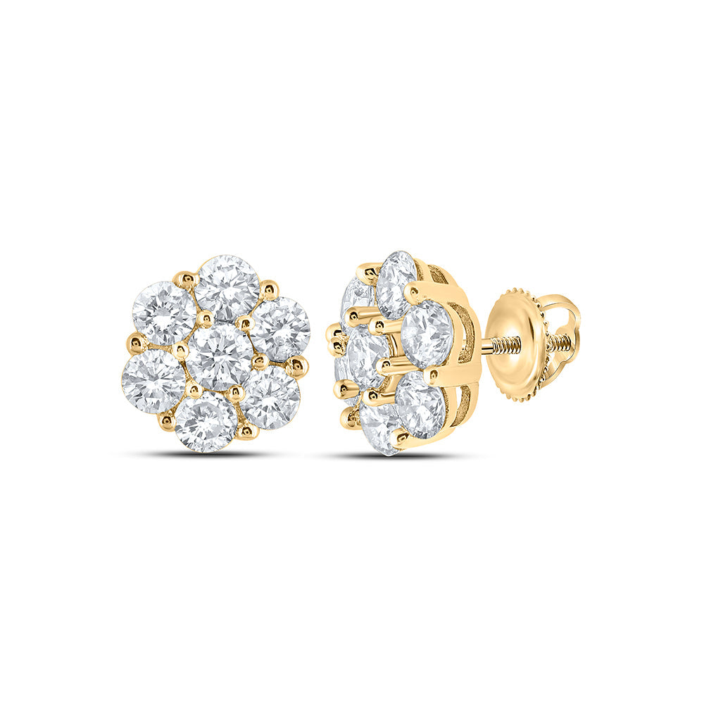 7/8CTW-DIA NK 7 STONE FLOWER EARRING Daisy Joyeria