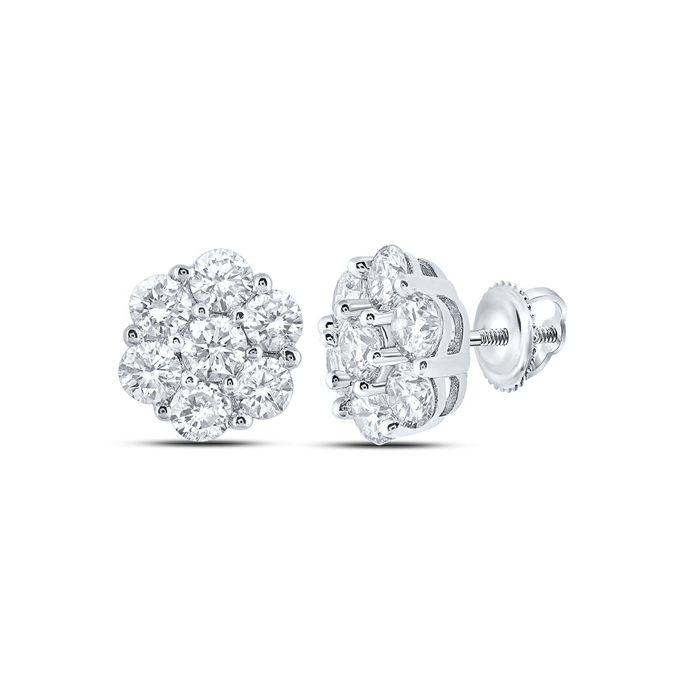 7/8CTW-DIA NK 7 STONE FLOWER EARRING Daisy Joyeria