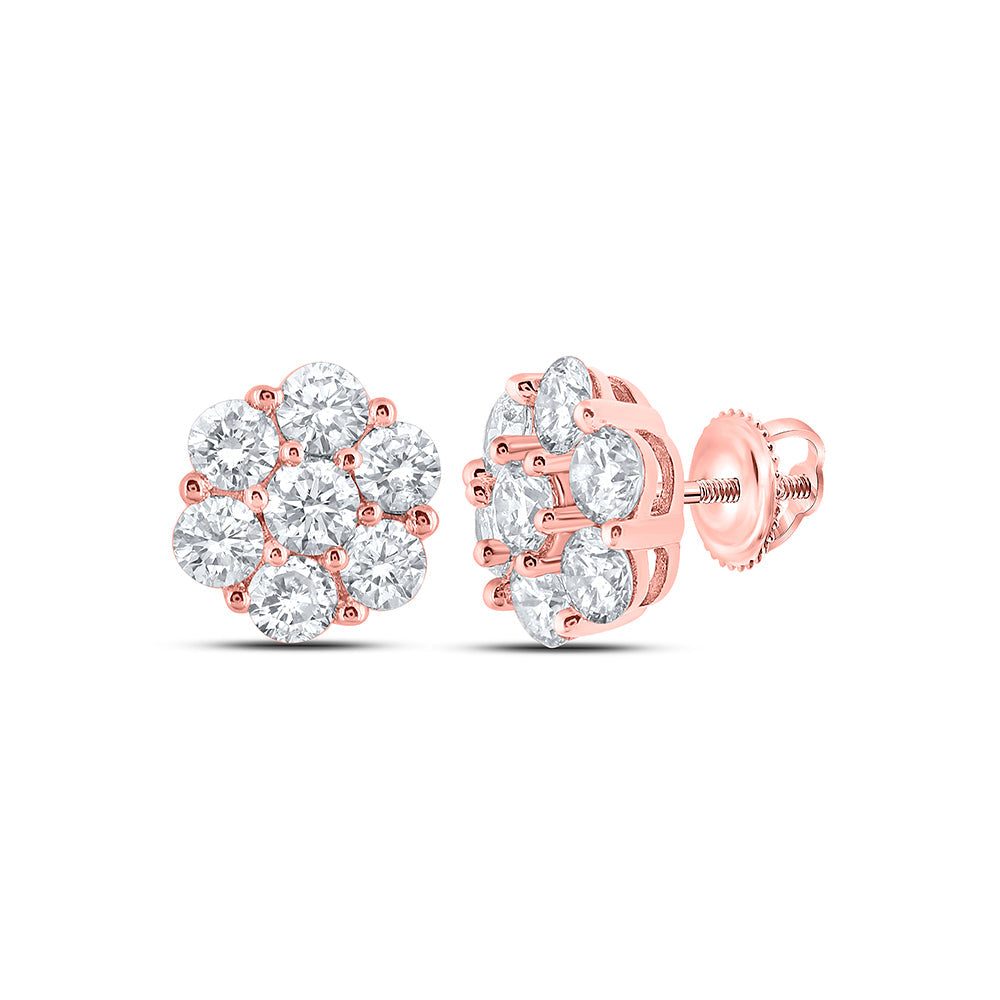 7/8CTW-DIA NK 7 STONE FLOWER EARRING Daisy Joyeria