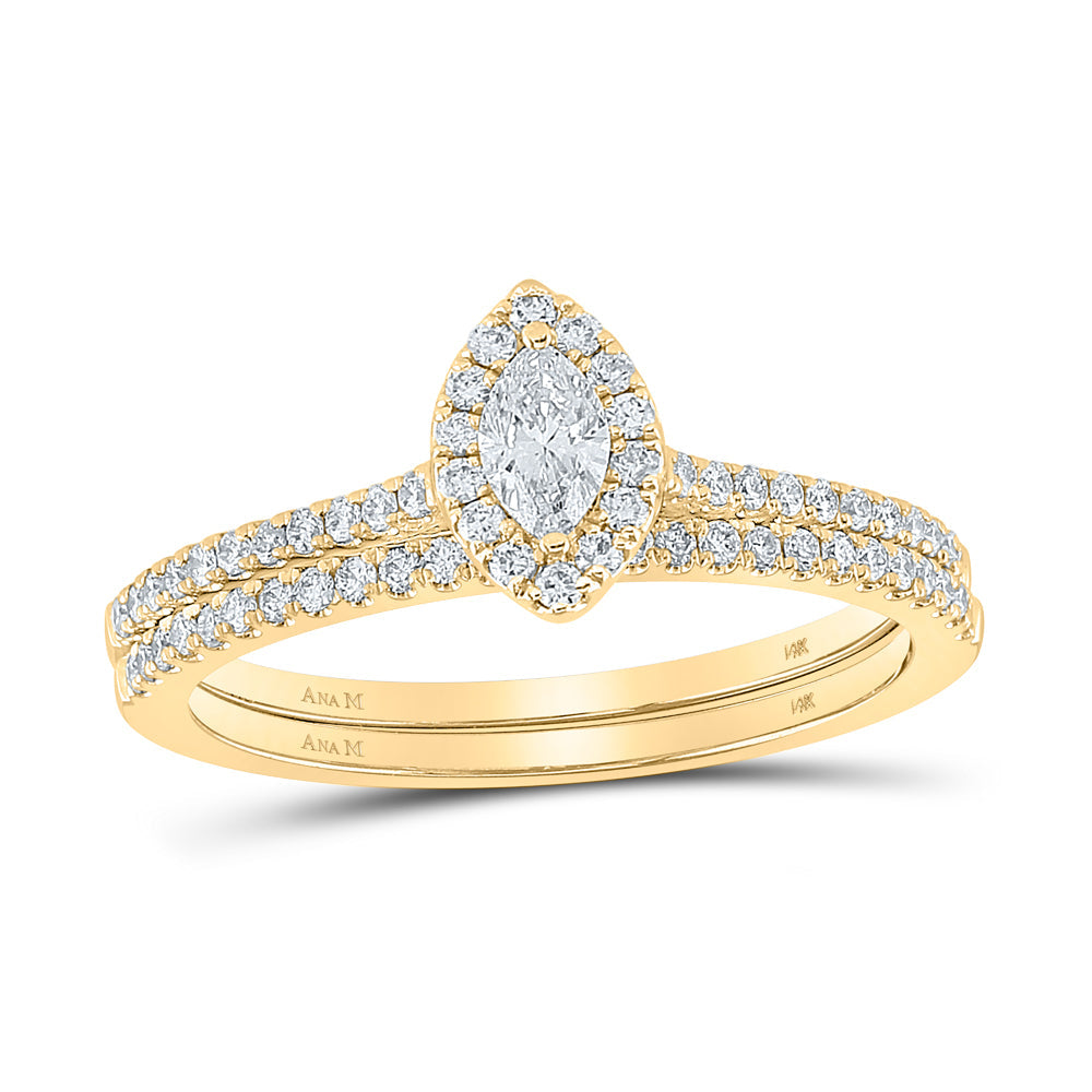 1/2CTW-DIA ANA M 1/5CT-CMQ BRIDAL SET SINGLE HALO 7 Daisy Joyeria