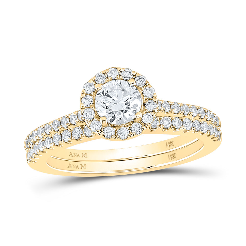 1CTW-DIA ANA M 1/2CT-CRD BRIDAL SETS SINGLE HALO 7 Daisy Joyeria