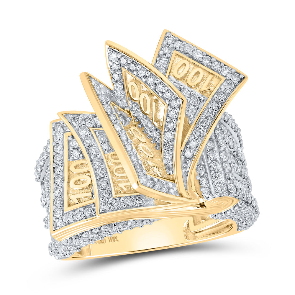 3 1/3CTW-DIA NK 100 CURRENCY NOTE MENS RING 10 Daisy Joyeria